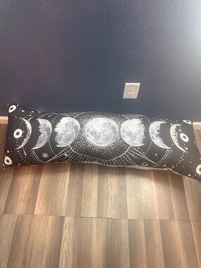 Celestial Moon Phase Bolster Pillow - Black and White